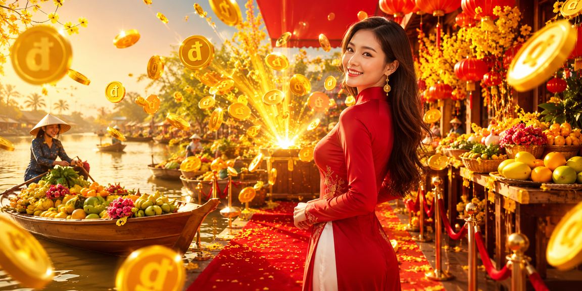 Trò chơi slot theo chủ đề Tết tại khu vực Mekong với hình ảnh lễ hội truyền thống